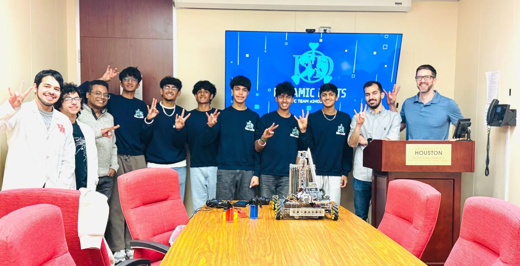 Dynamic Darts students visiting the University of Houston for engineering mentorship