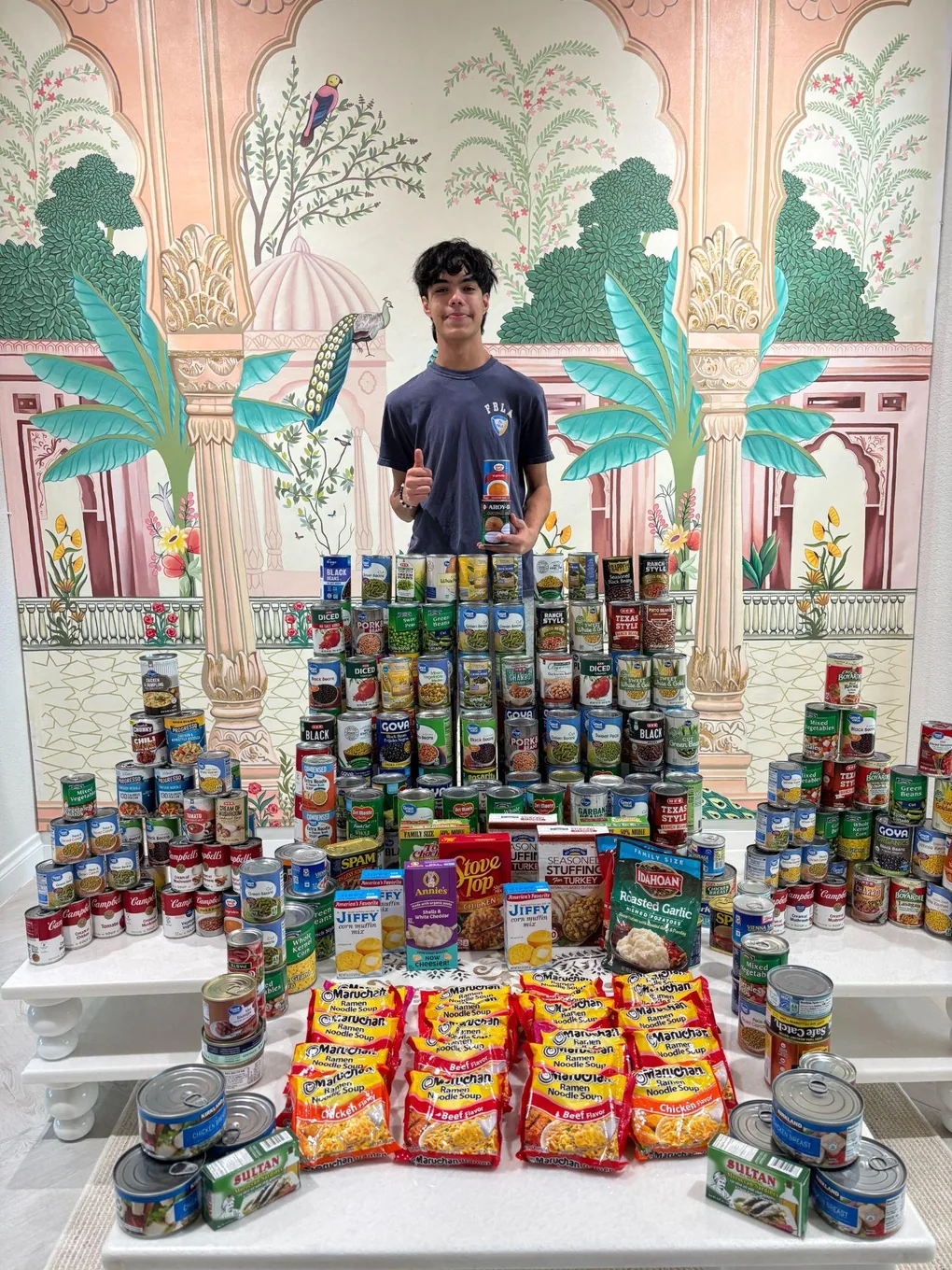 Collection of food donated to local communities